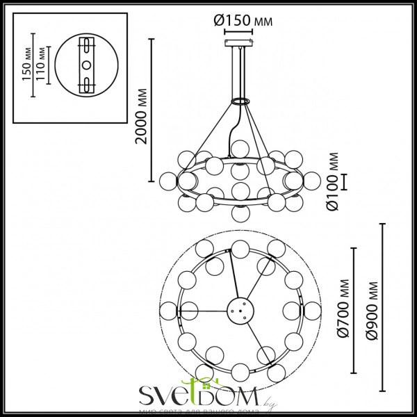 7109/24 MIDCENT ODL26 519 Подвесной светильник  белый/стекло/металл IP20 G9 24*5W  220-240V MAGIA
