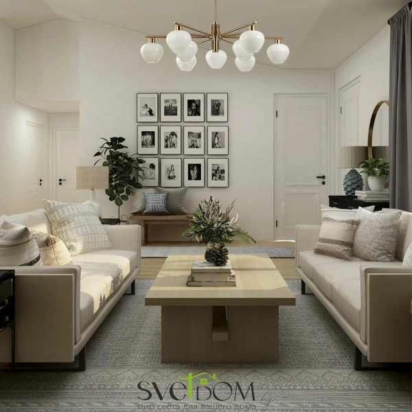 8278/9 MODERNI LN26 167 латунь/белый, металл/стекло Люстра Е14 9*40W 220V CARMELA