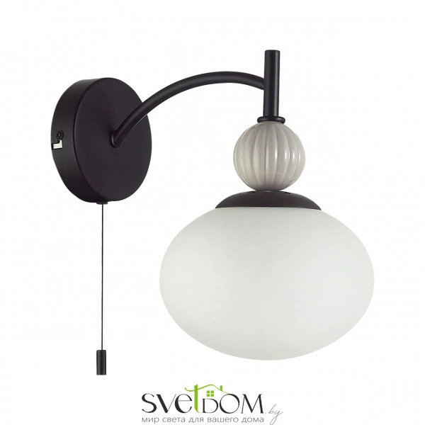 8273/1W NEOCLASSI LN26 041 черный/серый/белый, металл/керамика/стекло Бра Е14 1*40W 220V GLORIYA