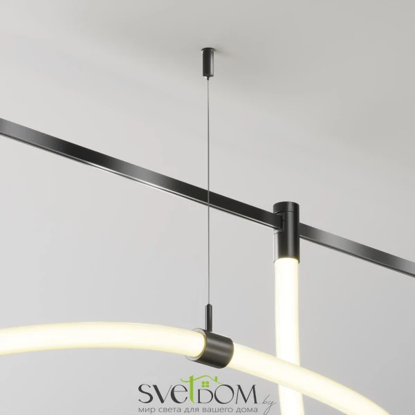 Потолочный коннектор с тросовым подвесом Tau в шинопровод Flarity черный