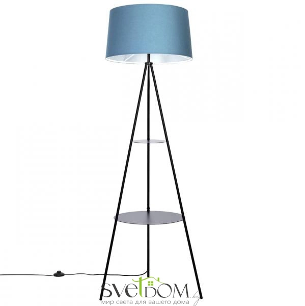 Citilux Рейнер CL806023 Торшер чёрный со столиком и синим абажуром