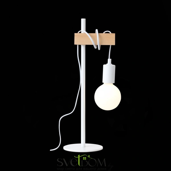 SL1142.504.01 Прикроватная лампа Белый, Светлое дерево E27 1*60W BAGETTI