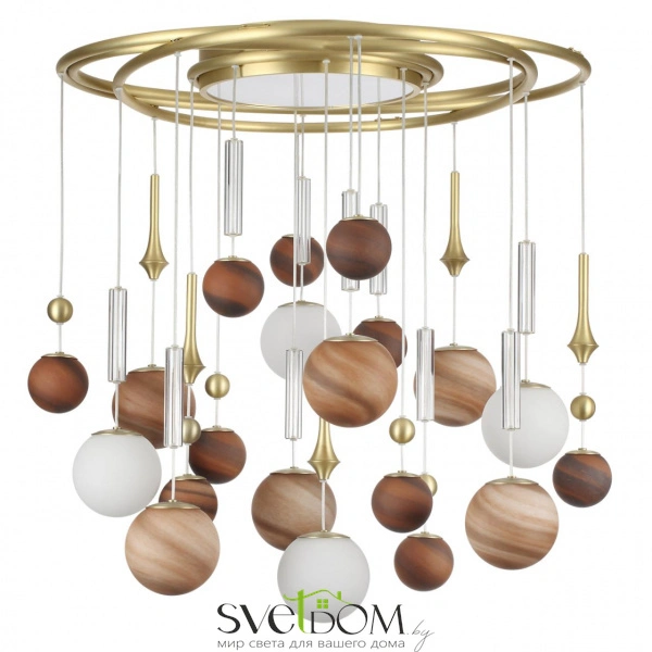 5457/21C MODERN ODL_EX26 051 светлая сатин.латунь/белый/бежевый/коричневый/металл/стекло Люстра потолочная G9 x 20 x 5W + LED 20W 2500K CALLISTO