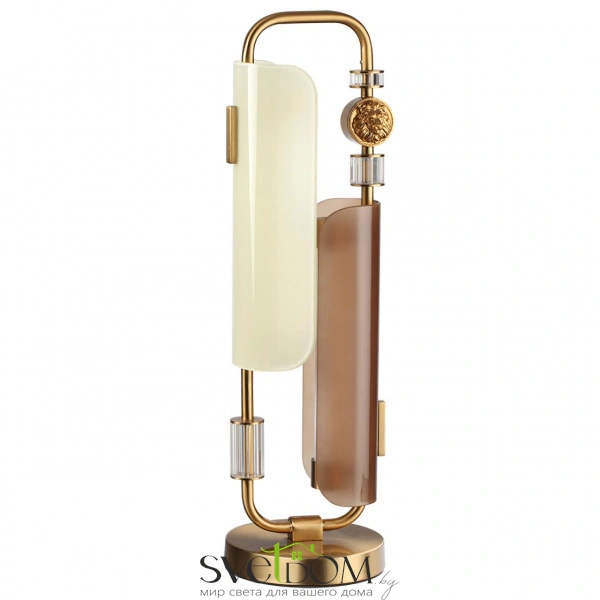 5467/10TL MODERN ODL_EX26 049 белый/коричневый/античная бронза/металл/стекло/декор металл Настольная лампа LED x 10W (5W*2) 3000K LION