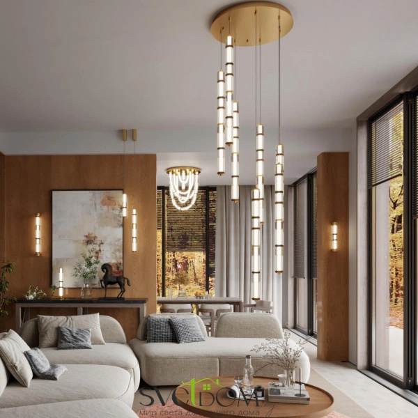 5455/80CL L-VISION ODL_EX26 043 сатин.латунь/терракот/черный Люстра потолочная LED 80W 4000K COLLIER