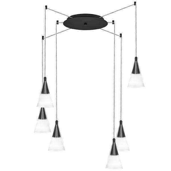 Lightstar 757067 Люстра CONE 6х40W GU10 ЧЕРНЫЙ МАТОВ/ПРОЗРАЧНО-МАТОВЫЙ