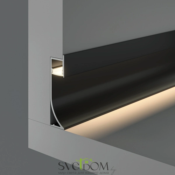 Алюминиевый профиль плинтус с подсветкой 53x14 ALM-5314-B-2M