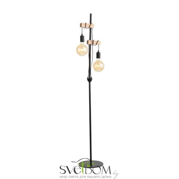 SL1142.405.01 Светильник напольный Черный, Светлое дерево E27 2*60W BAGETTI