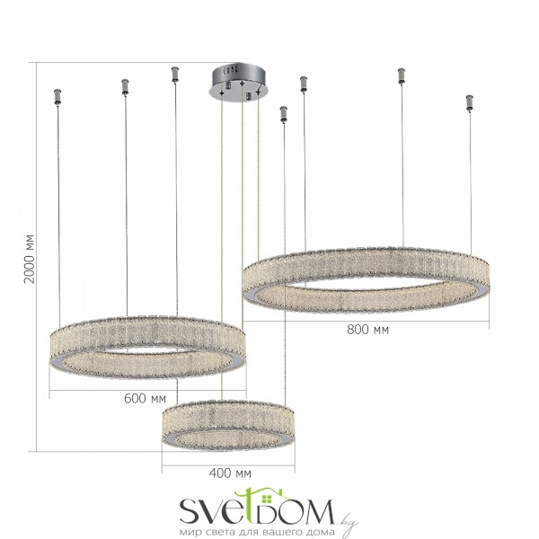 SL6008.113.03 Люстра подвесная ST-Luce Хром/Хром LED 3*95W 3000K LATOZZO