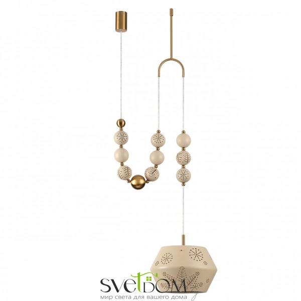 5444/1C PENDANT ODL_EX26 031 бежевый/античная бронза/металл/керамика Подвес с держателем E27 1*40W KARELIA
