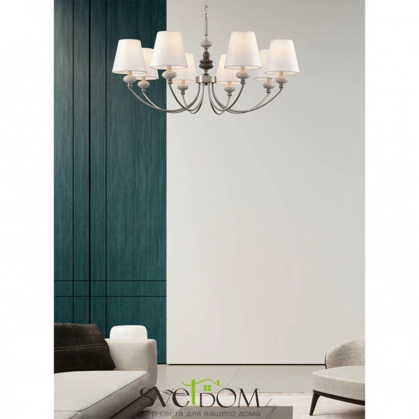 8283/8 CLASSI LN26 052 никель/белый, металл/керамика/текстиль Люстра Е14 8*40W 220V KENTUKI