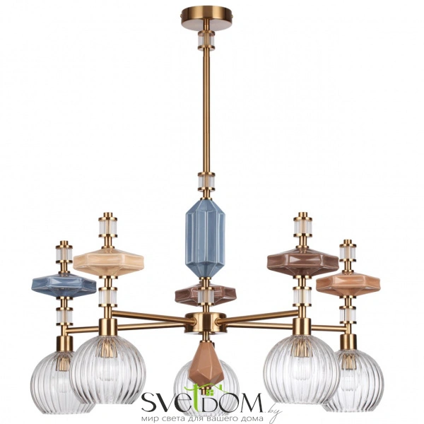 5414/5 MODERN ODL_EX26 021 античная бронза/терракот/синий/бежевый/коричневый/металл/керамика Люстра E14 5*40W TERRA