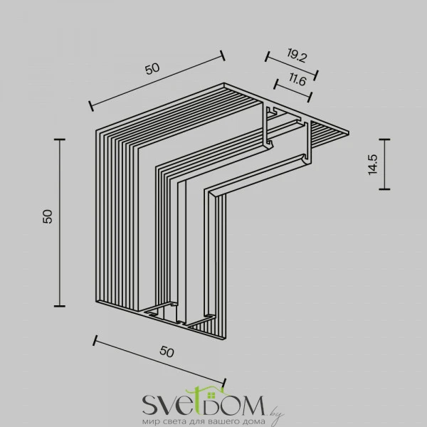 Коннектор угловой внутренний Exility X встраиваемый под ГКЛ 12,5мм, черный