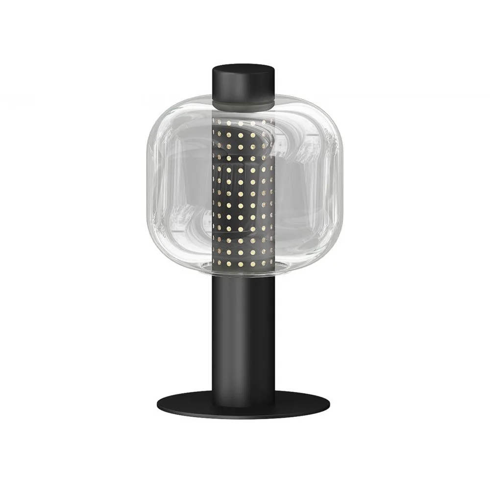 Настольная лампа Kink Light Гефо черная с прозрачным стеклянным плафоном E27 07710-T,19(21) Kink Light