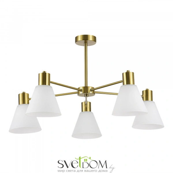 SLE1561-302-05 Светильник потолочный Латунь/Белый E27 5*60W ARKI
