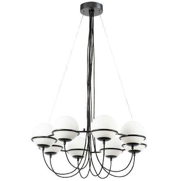 Lightstar 803287 Люстра GLOBO 8х40W E14 ЧЕРНЫЙ МАТОВЫЙ/БЕЛЫЙ