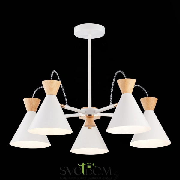 SLE125102-05 Светильник потолочный Белый, Золотистый/Белый, Светлое дерево E14 5*40W MODICA