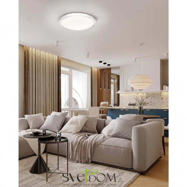 7673/ELN PALE SN 198 Светильник пластик/белый/прозрачный LED 76Вт 3000/4000/6000К D490 IP43 CCT ATIKO