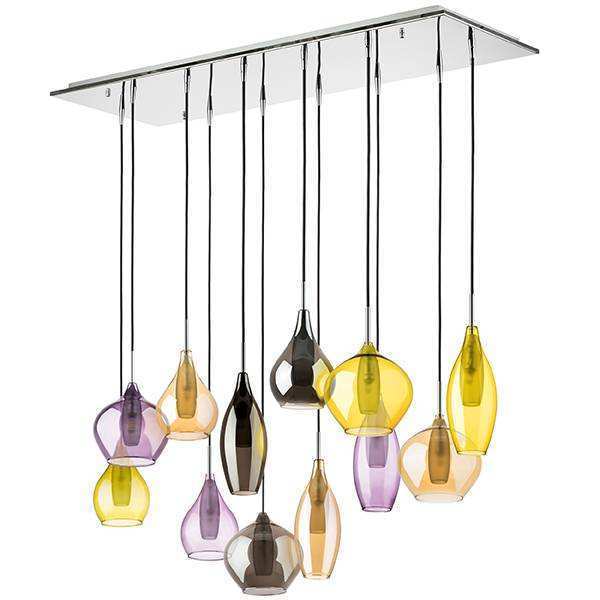 Lightstar 803125 Подвес PENTOLA 12x25W G9 chrome/amber, smoky, olive, plum