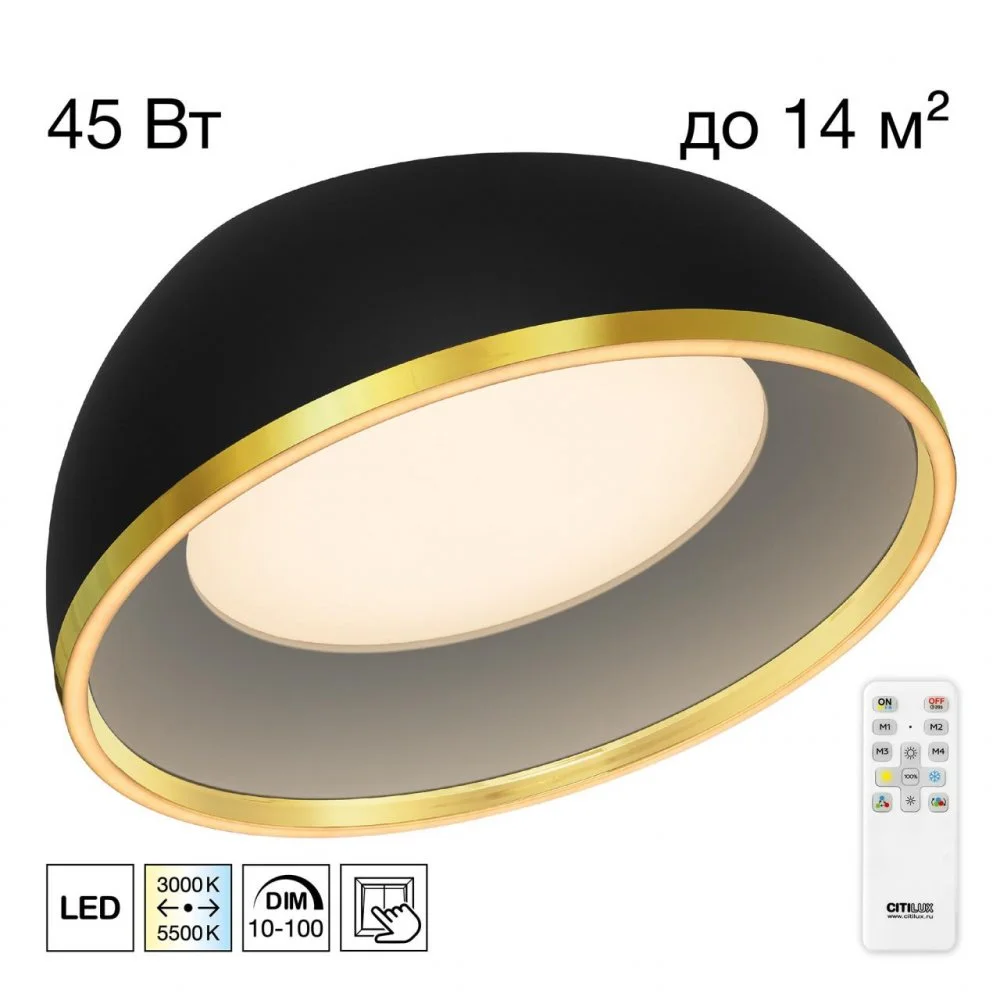 CITILUX CL736151 FLOOM Черный+Золото Светильник Потолочный