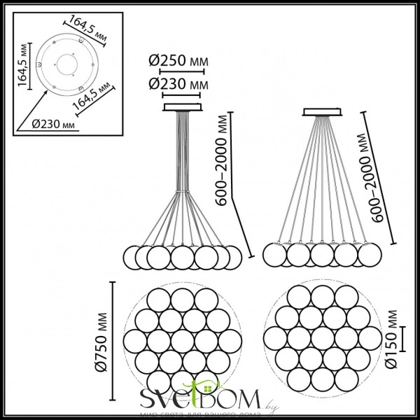 7109/19 MIDCENT ODL26 517 светильник металл/стекло/бронза/белый E14 19*5W 220-240V MAGIA