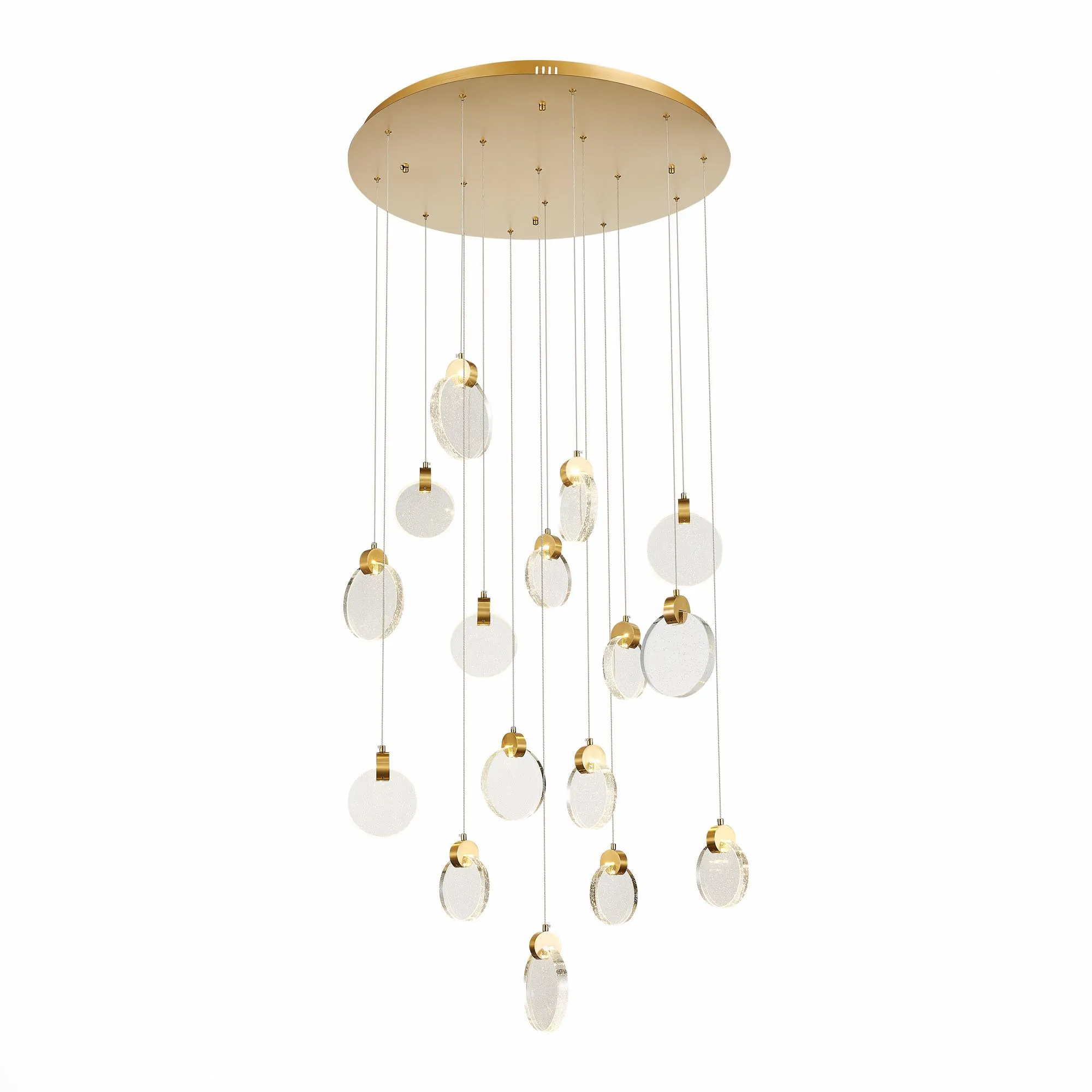 SL6104.203.16 Светильник подвесной ST-Luce Золотистый/Прозрачный,С пузырьками воздуха LED 16*3W 3000 MONTECELIO