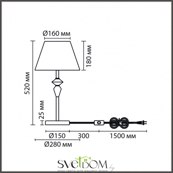8274/1T CLASSI LN26 043 никель/белый/серый, металл/керамика/ткань Настольная лампа Е14 1*40W 220V VERMONT