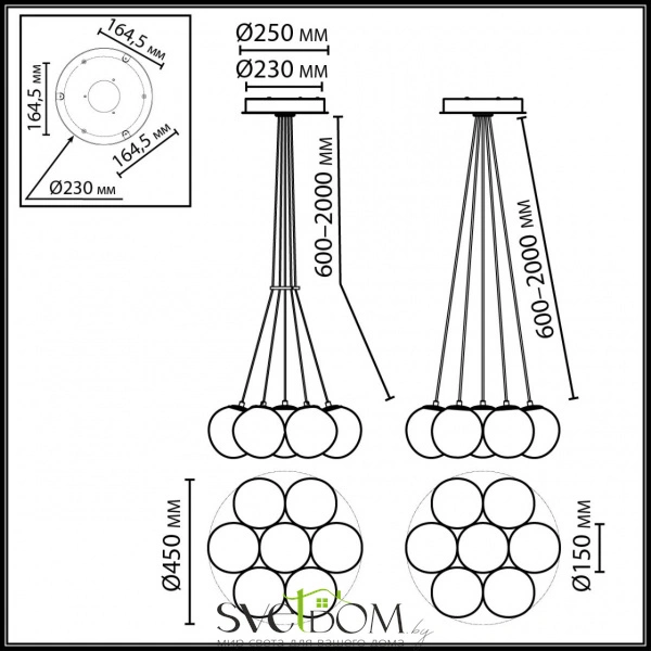 7109/7 MIDCENT ODL26 517 светильник металл/стекло/бронза/белый IP20 E14 7*5W 220-240V MAGIA