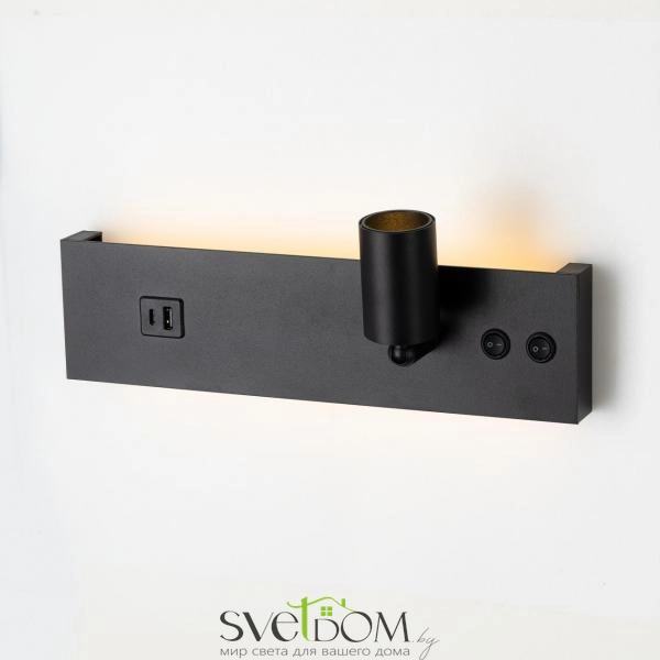 CITILUX CL704461 Декарт Черный Св-к Настенный с USB