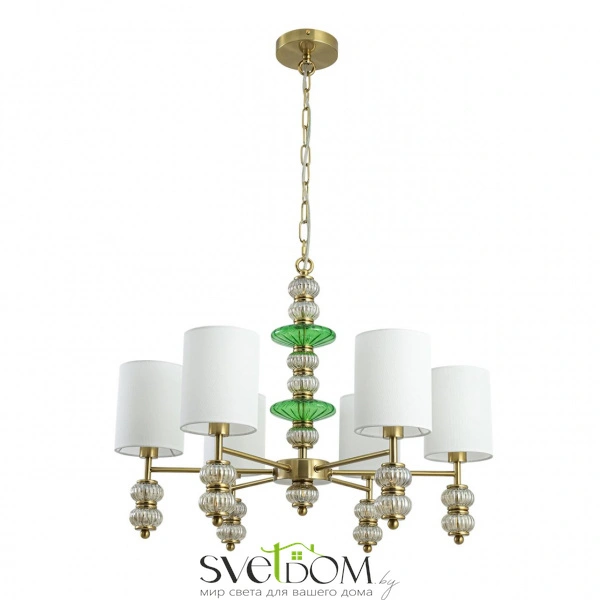 8337/6 MODERNI LN26 144 бронза/белый/зеленый, металл/стекло/текстиль Люстра E14 6*40W 220V ILMIRA