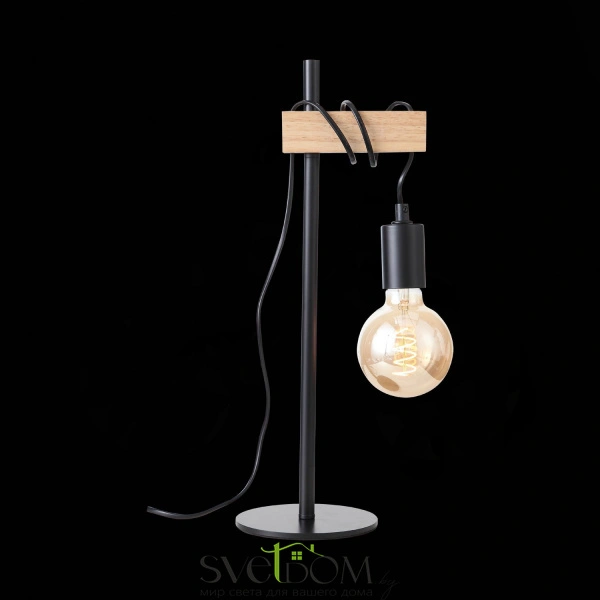 SL1142.404.01 Прикроватная лампа Черный, Светлое дерево E27 1*60W BAGETTI