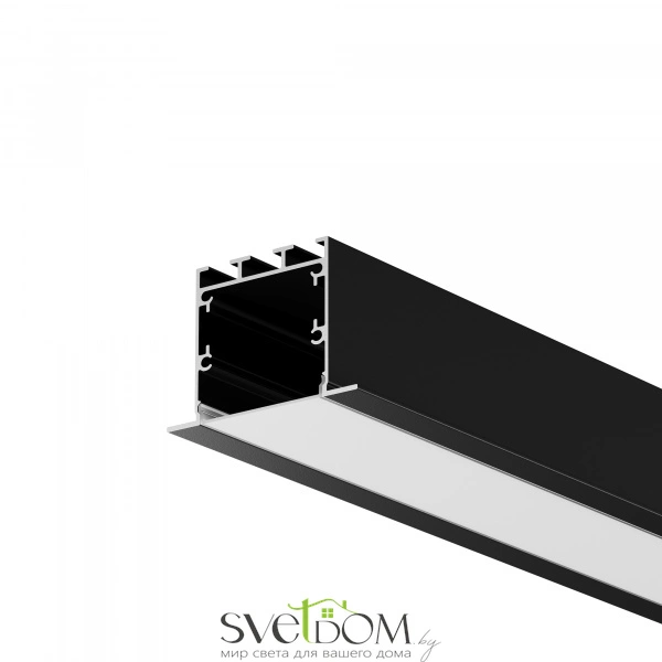 Алюминиевый профиль встраиваемый с накладным фланцем 50x35 (Черный, 2 м), ALM-5035T-B-2M 632012