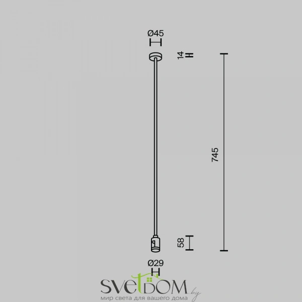 Крепление потолочное Long 700мм с вводом питания Flarity черный TRA159C-B1-B