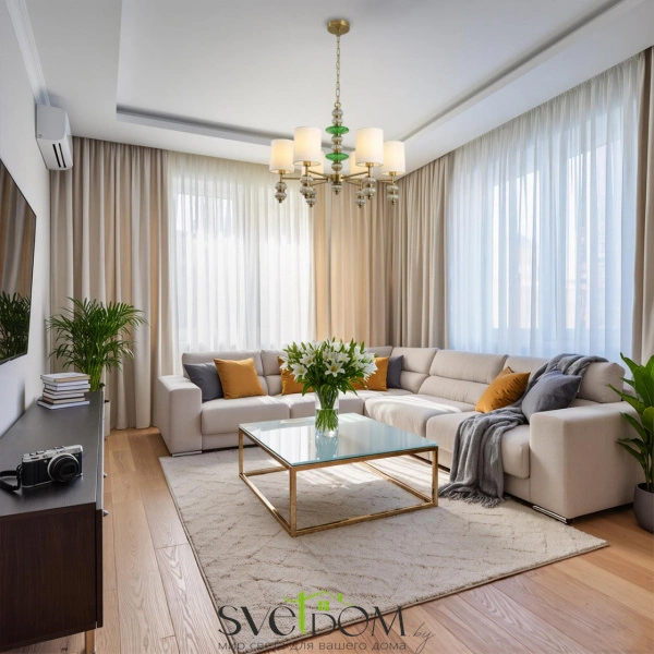 8337/6 MODERNI LN26 144 бронза/белый/зеленый, металл/стекло/текстиль Люстра E14 6*40W 220V ILMIRA