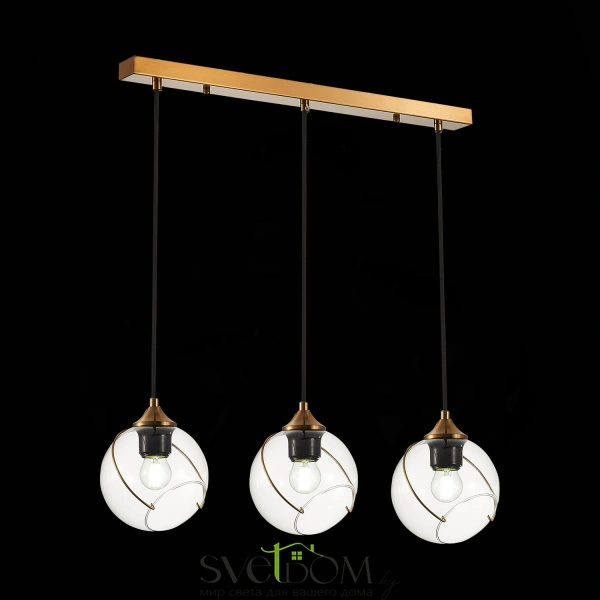 SLE103103-03 Светильник подвесной Золотистый/Прозрачный E27 3*60W SATTURO