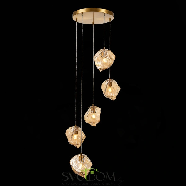 SL1175.303.05 Светильник подвесной ST-Luce Латунь/Янтарный E14 5*40W PORTICI