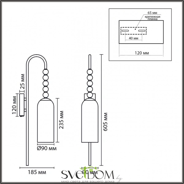 8271/1W NEOCLASSI LN26 153 хром/голубой/желтый/белый, металл/стекло Бра Е14 1*40W 220V TRACY