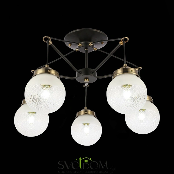 SLE110302-05 Светильник потолочный Черный, Бронза/Прозрачный, Белый E27 5*60W STRICCE