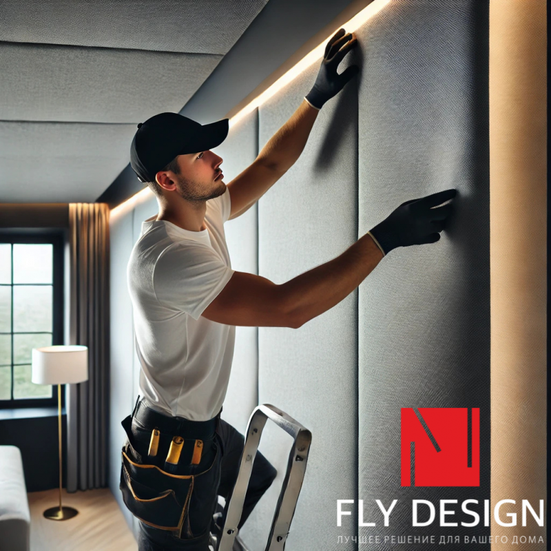 Готовая тихая стена Fly Design с бра и розетками