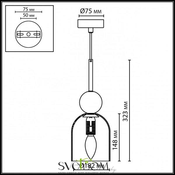 4361/1B MIDCENT ODL26 171 светильник бронзовый/белый/камень/металл IP20 E14 40W 220-240V LOLLA