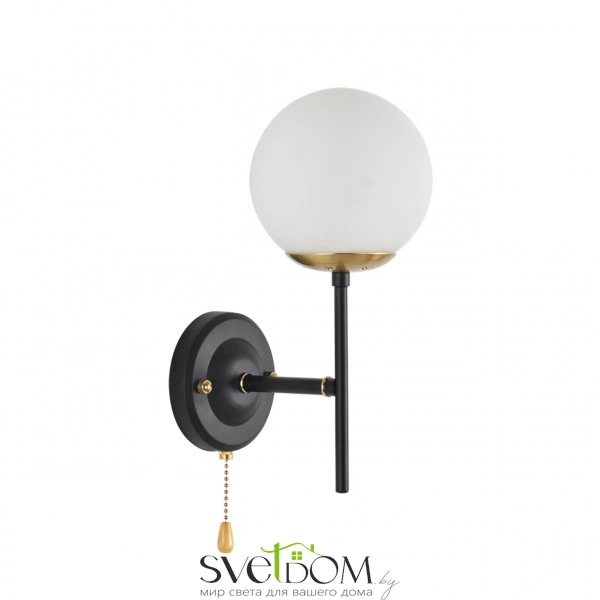8375/1W MODERNI LN26 172 черный/латунь/белый, металл/стекло Бра E27 60W 220V ELRONA