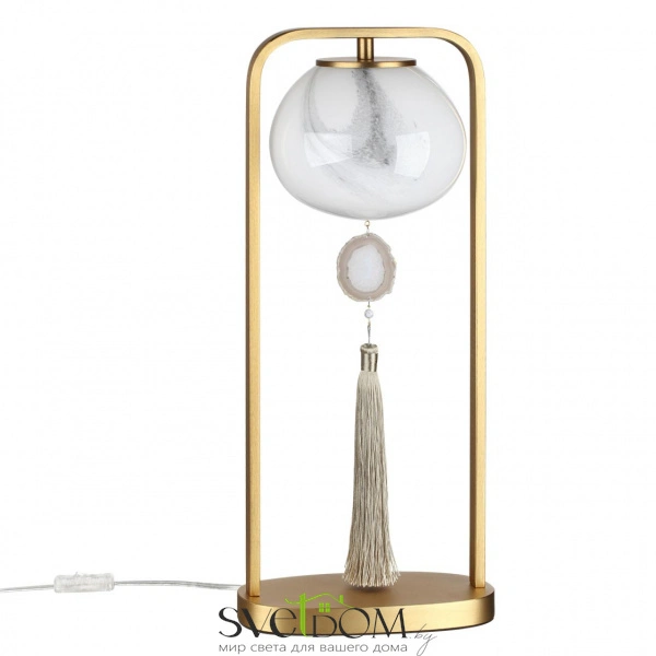 5432/1T MODERN ODL_EX26 089 золотой(под латунь)/стекло/кисточка/агат Настольная лампа E14 1*40W FIOLENT