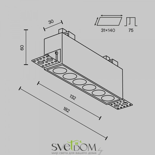 Встраиваемый светильник Technical DL065-12W3-6K-TRS-B