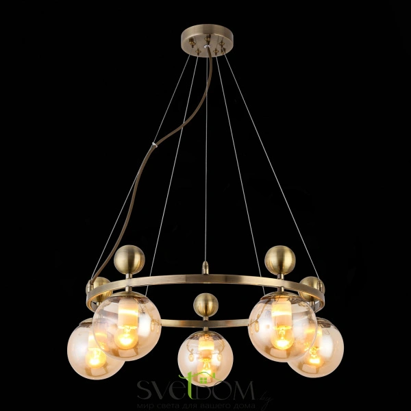 SLE106303-05 Светильник подвесной Бронзовый/Прозрачный, Янтарный E27 5*60W PECHIO