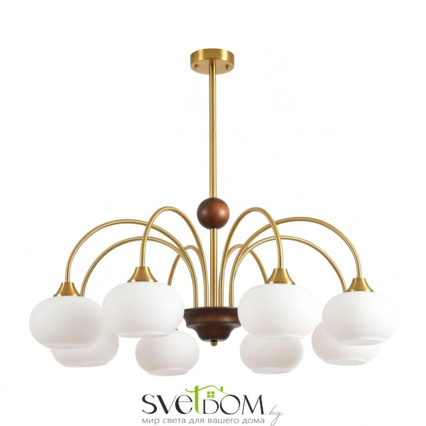 8323/8C MODERNI LN26 038 латунь/белый, металл/стекло/дерево Люстра потолочная E27 8*60W 220V LARINA