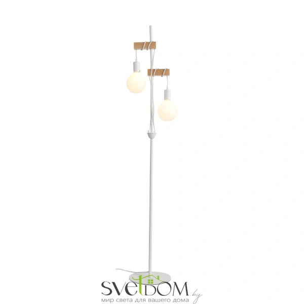 SL1142.505.01 Светильник напольный Белый, Светлое дерево E27 2*60W BAGETTI