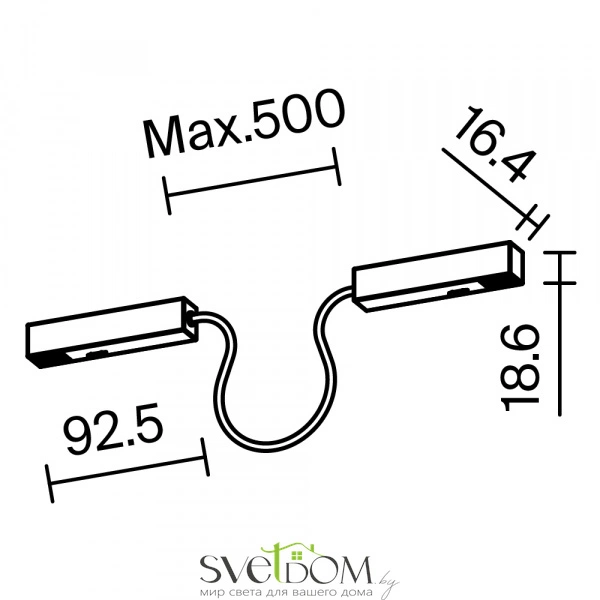 Коннектор питания угловой гибкий 50см Exility черный TRA034CPC-42B-50