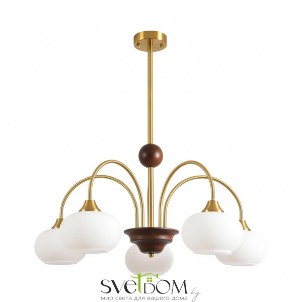8323/5C MODERNI LN26 038 латунь/белый, металл/стекло/дерево Люстра потолочная E27 5*60W 220V LARINA