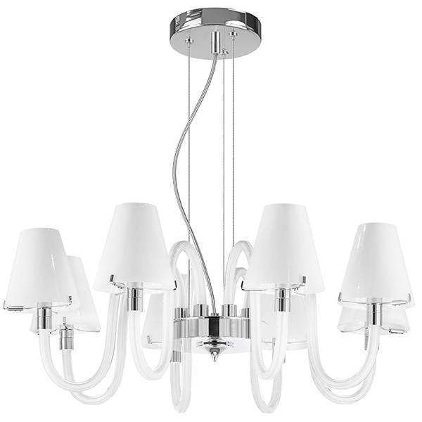 Lightstar 760086 Люстра подв. BIANCO 8х40W G9 ХРОМ БЕЛ. стекло