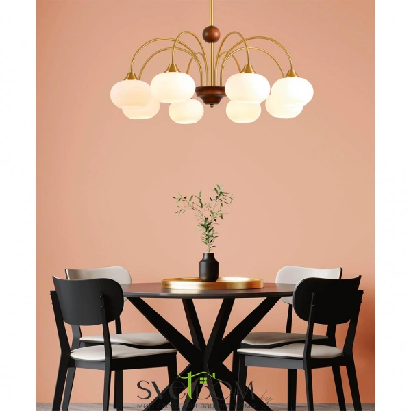 8323/5C MODERNI LN26 038 латунь/белый, металл/стекло/дерево Люстра потолочная E27 5*60W 220V LARINA